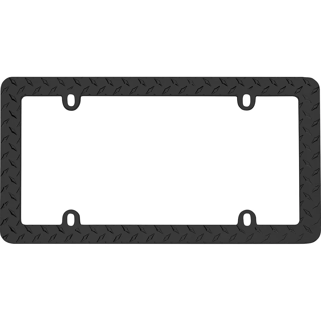 30850 – CRUISER License Plate Frame, Diamond Plate Powder Coated Matte Black Zinc Die Cast Metal